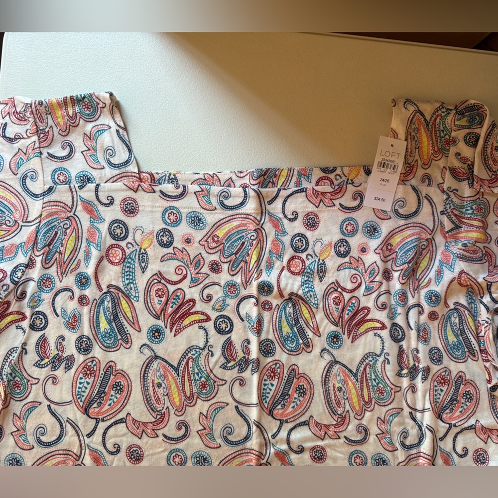 LOFT Multicolor Paisley Square Neck Top Plus Size 24/26